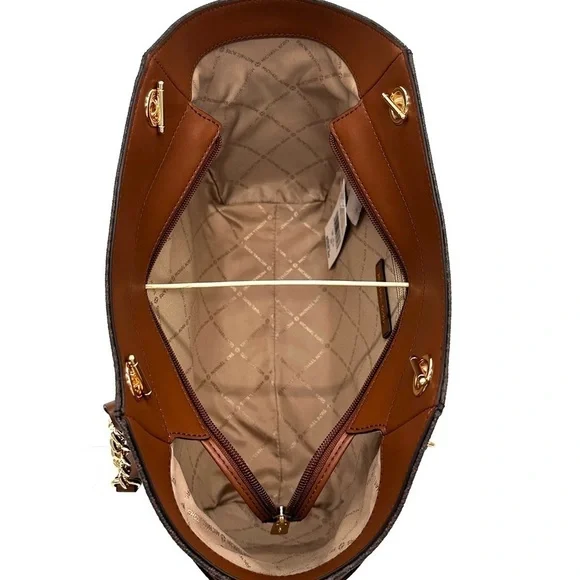 Michael Kors Large Jet Set Travel Chain Shoulder Bag & Continental Wallet Brown - Picture 11 of 12